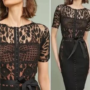 ANTHROPOLOGIE Byron Lars Lace Carissima Sheath Pencil Dress Size 2